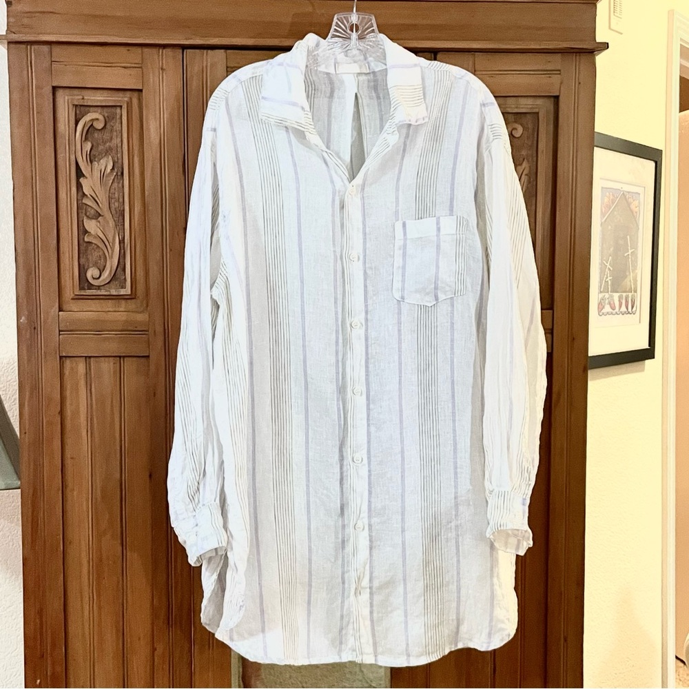 CP Shades White Striped Linen Tunic NWOT